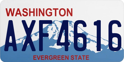 WA license plate AXF4616