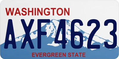 WA license plate AXF4623