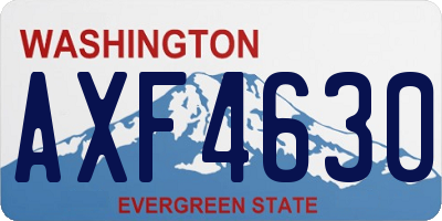 WA license plate AXF4630