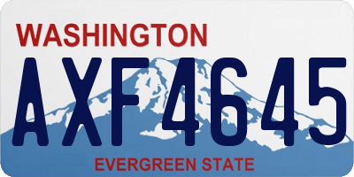 WA license plate AXF4645