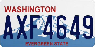 WA license plate AXF4649