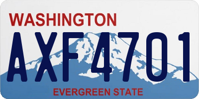 WA license plate AXF4701