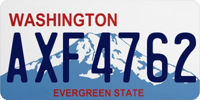 WA license plate AXF4762