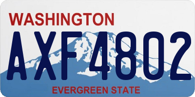 WA license plate AXF4802