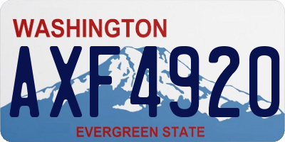 WA license plate AXF4920
