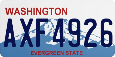 WA license plate AXF4926