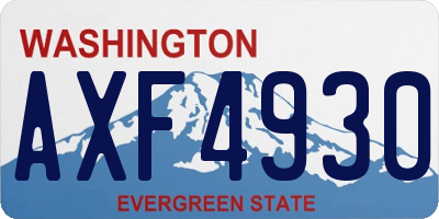 WA license plate AXF4930