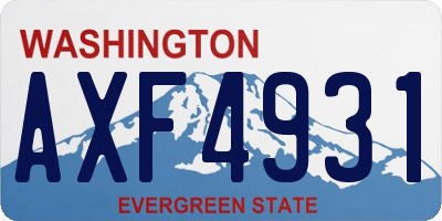WA license plate AXF4931
