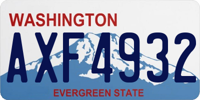 WA license plate AXF4932