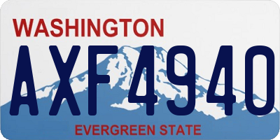 WA license plate AXF4940