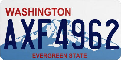 WA license plate AXF4962