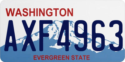 WA license plate AXF4963