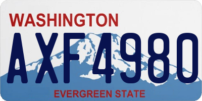 WA license plate AXF4980