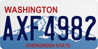 WA license plate AXF4982