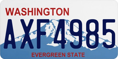 WA license plate AXF4985