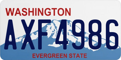 WA license plate AXF4986