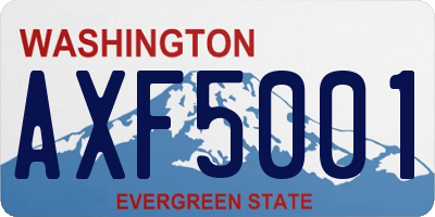 WA license plate AXF5001