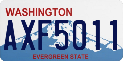 WA license plate AXF5011