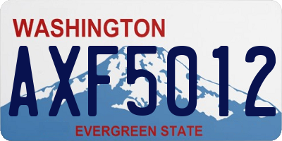 WA license plate AXF5012