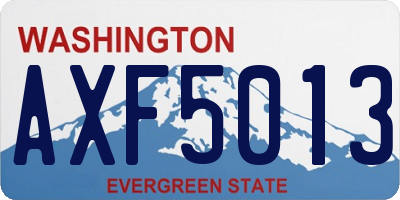 WA license plate AXF5013