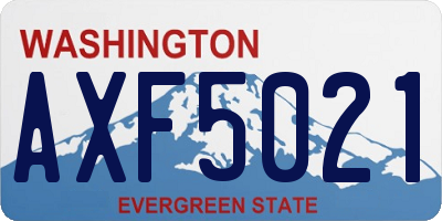 WA license plate AXF5021