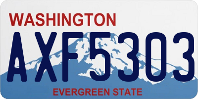 WA license plate AXF5303