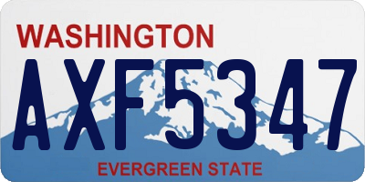 WA license plate AXF5347