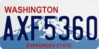 WA license plate AXF5360