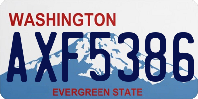 WA license plate AXF5386