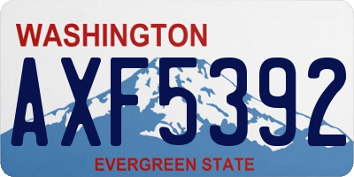 WA license plate AXF5392