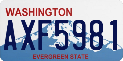 WA license plate AXF5981