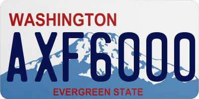 WA license plate AXF6000