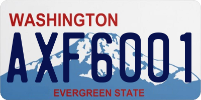 WA license plate AXF6001