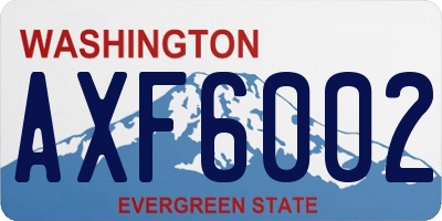 WA license plate AXF6002