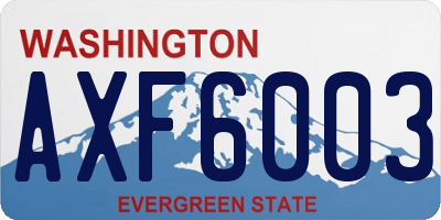 WA license plate AXF6003