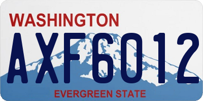 WA license plate AXF6012