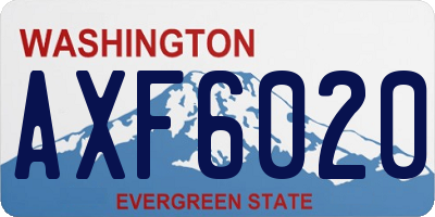 WA license plate AXF6020