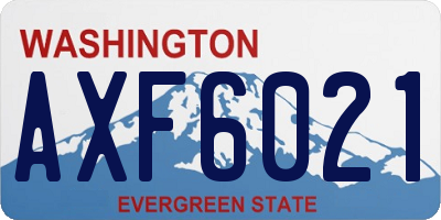 WA license plate AXF6021