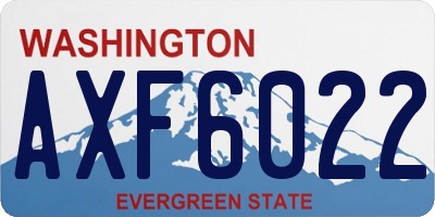 WA license plate AXF6022