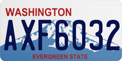 WA license plate AXF6032