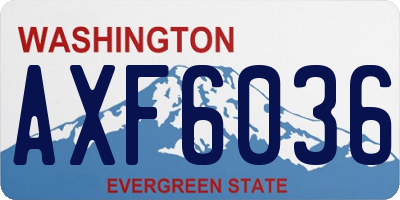 WA license plate AXF6036