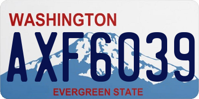 WA license plate AXF6039