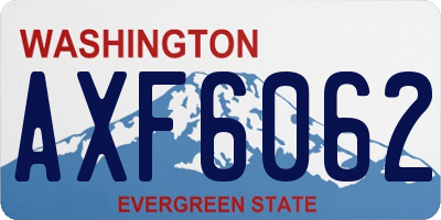 WA license plate AXF6062
