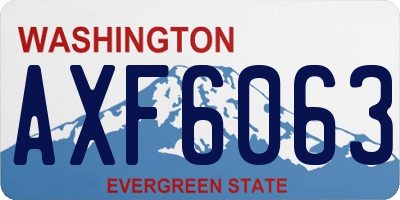 WA license plate AXF6063