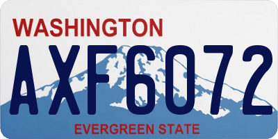 WA license plate AXF6072