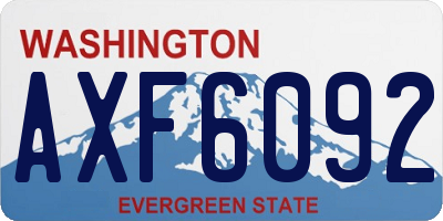 WA license plate AXF6092