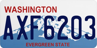 WA license plate AXF6203