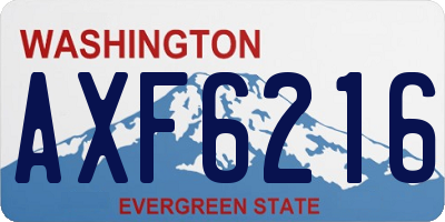 WA license plate AXF6216