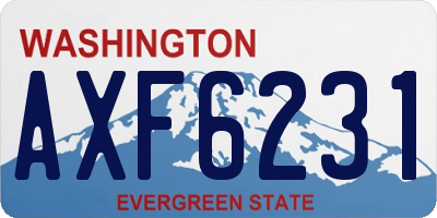 WA license plate AXF6231