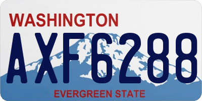 WA license plate AXF6288